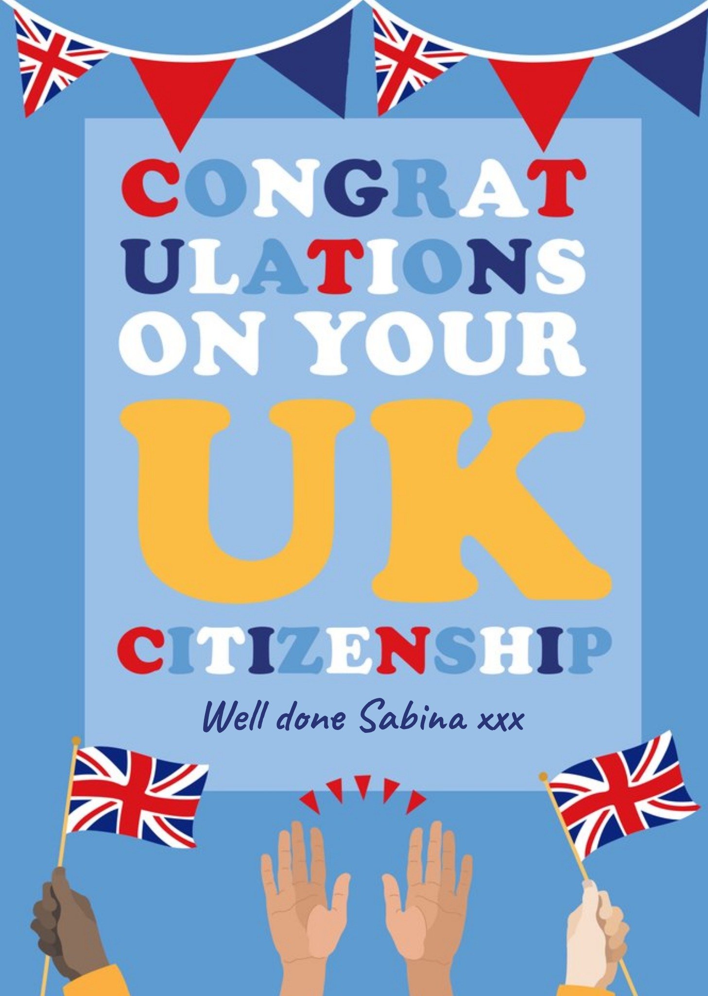 Moonpig Congratulations On Your Uk Citizenship Union Jack Bunting Card