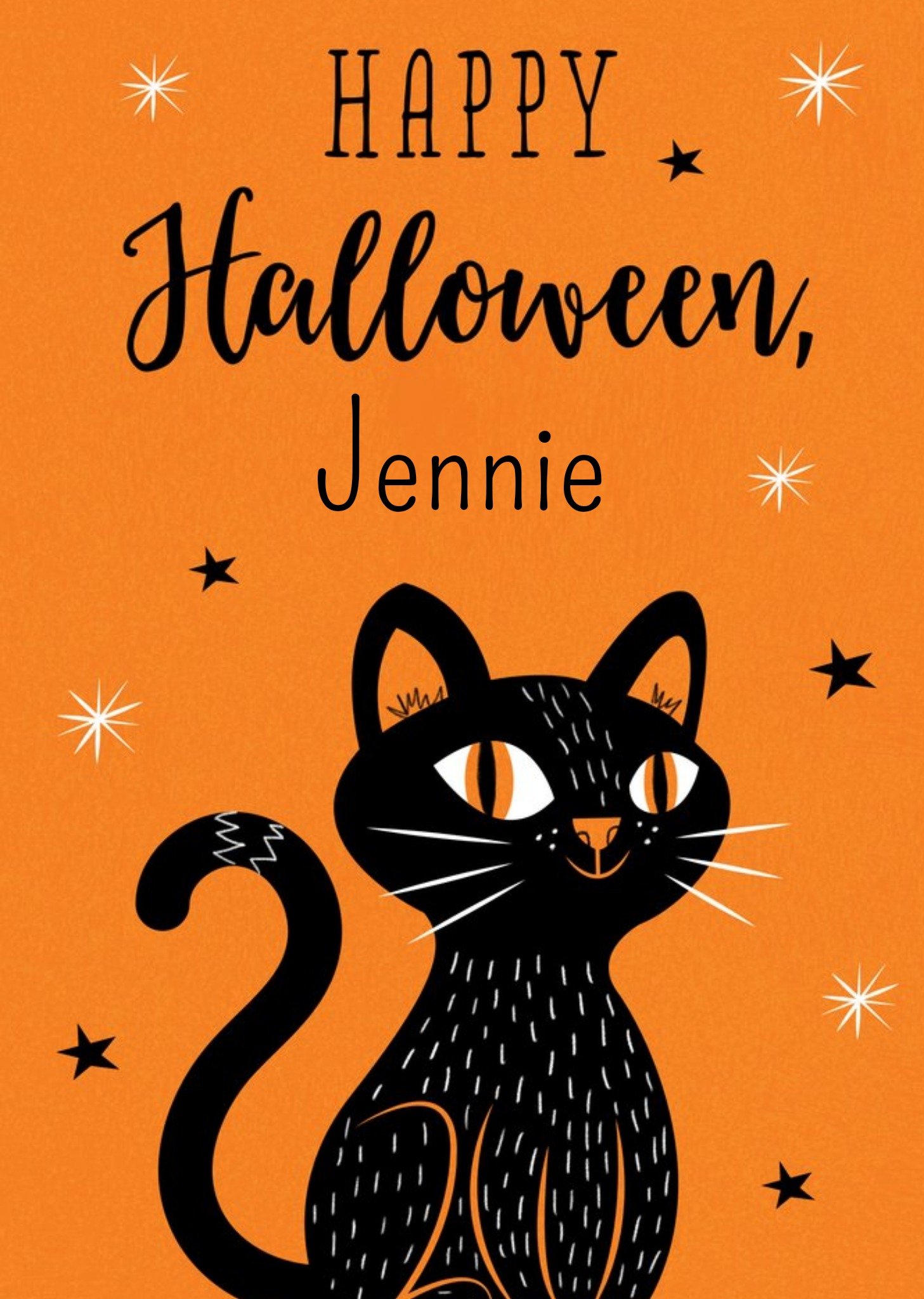 Moonpig Bright Illustration Of A Black Cat Happy Halloween Card