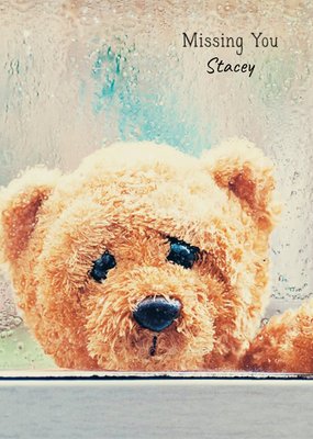 GUK Bear in Window Misisng You Customisable Card