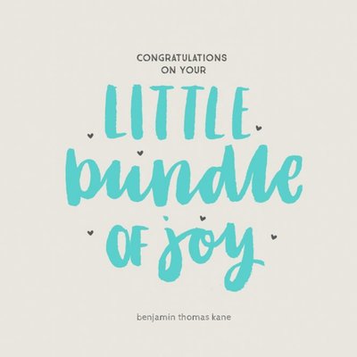 Little Bundle Of Joy Personalised Congratulations On Your New Baby Card