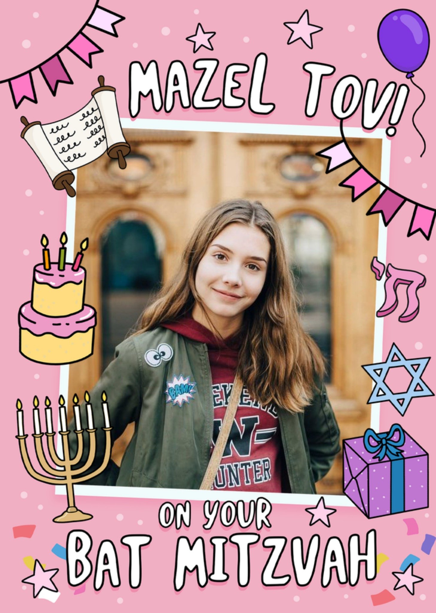 Moonpig Bat Mitzvah Photo Upload Good Luck Card