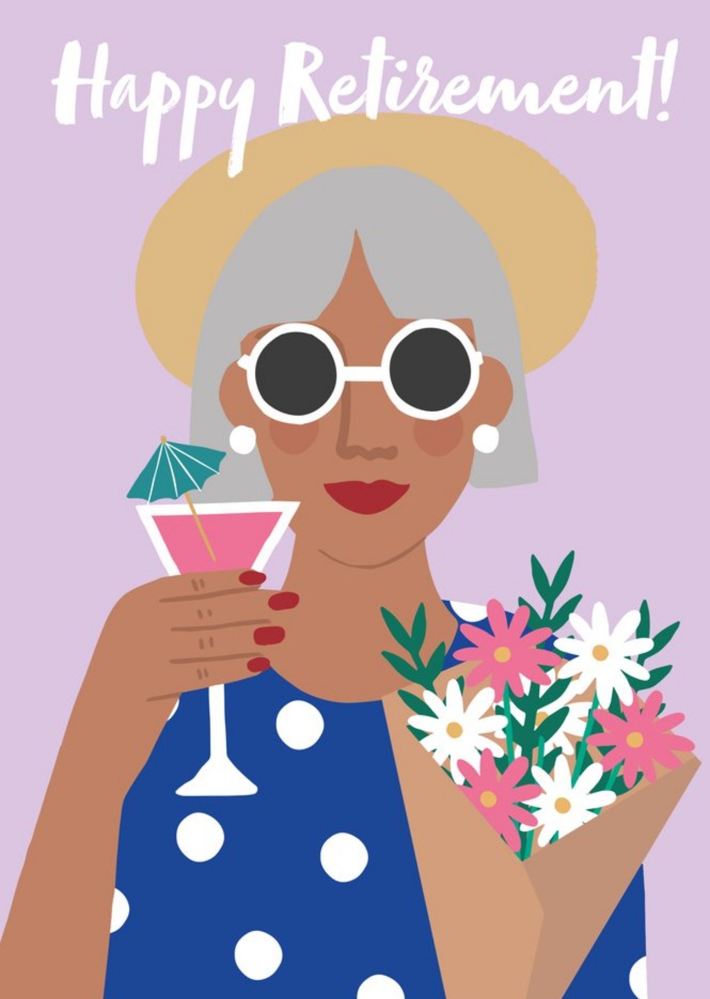 Moonpig Helen Butler Illustrated Flowers Retirement Card