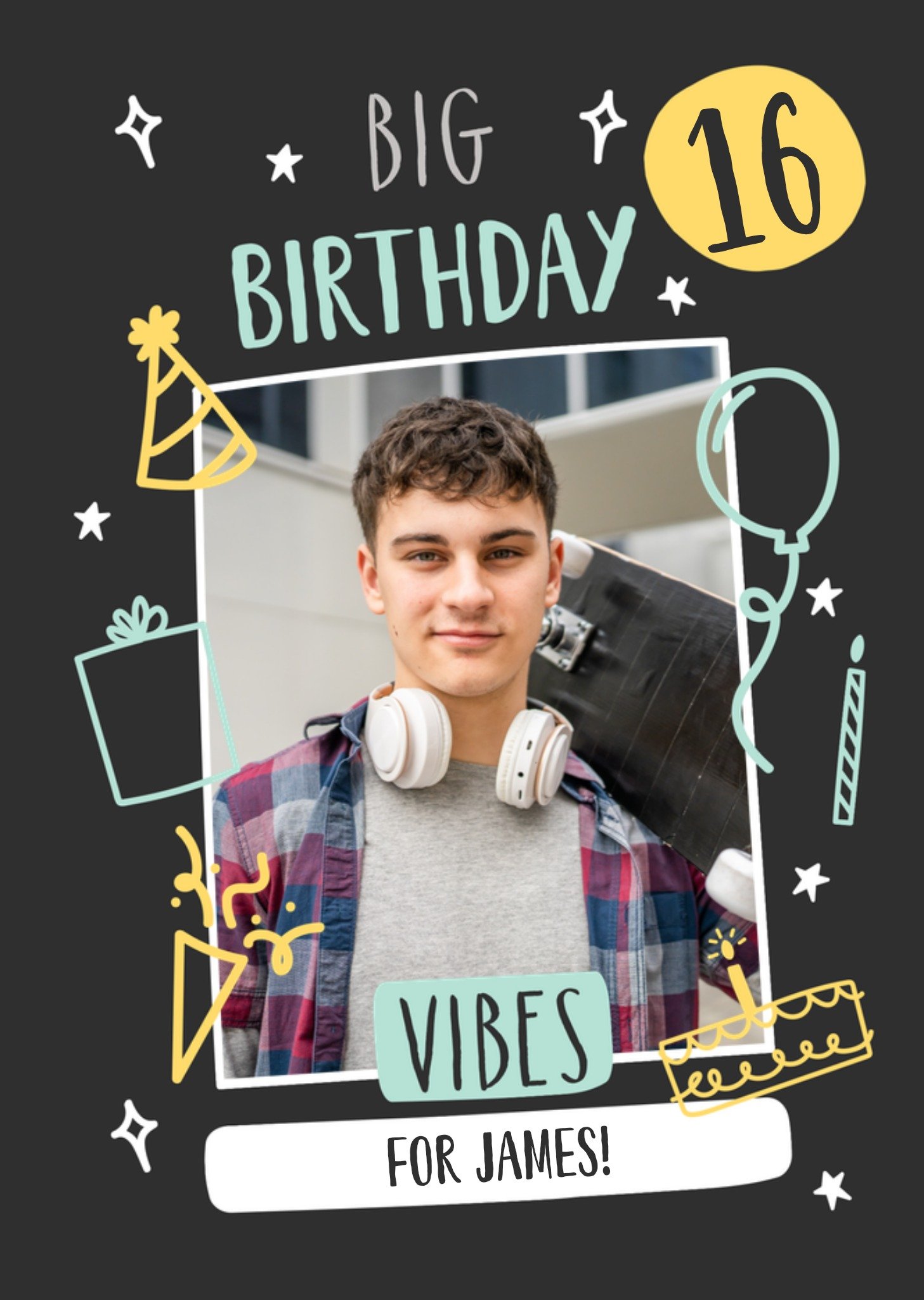 Moonpig Big Birthday Vibes 16th Photo Upload Card