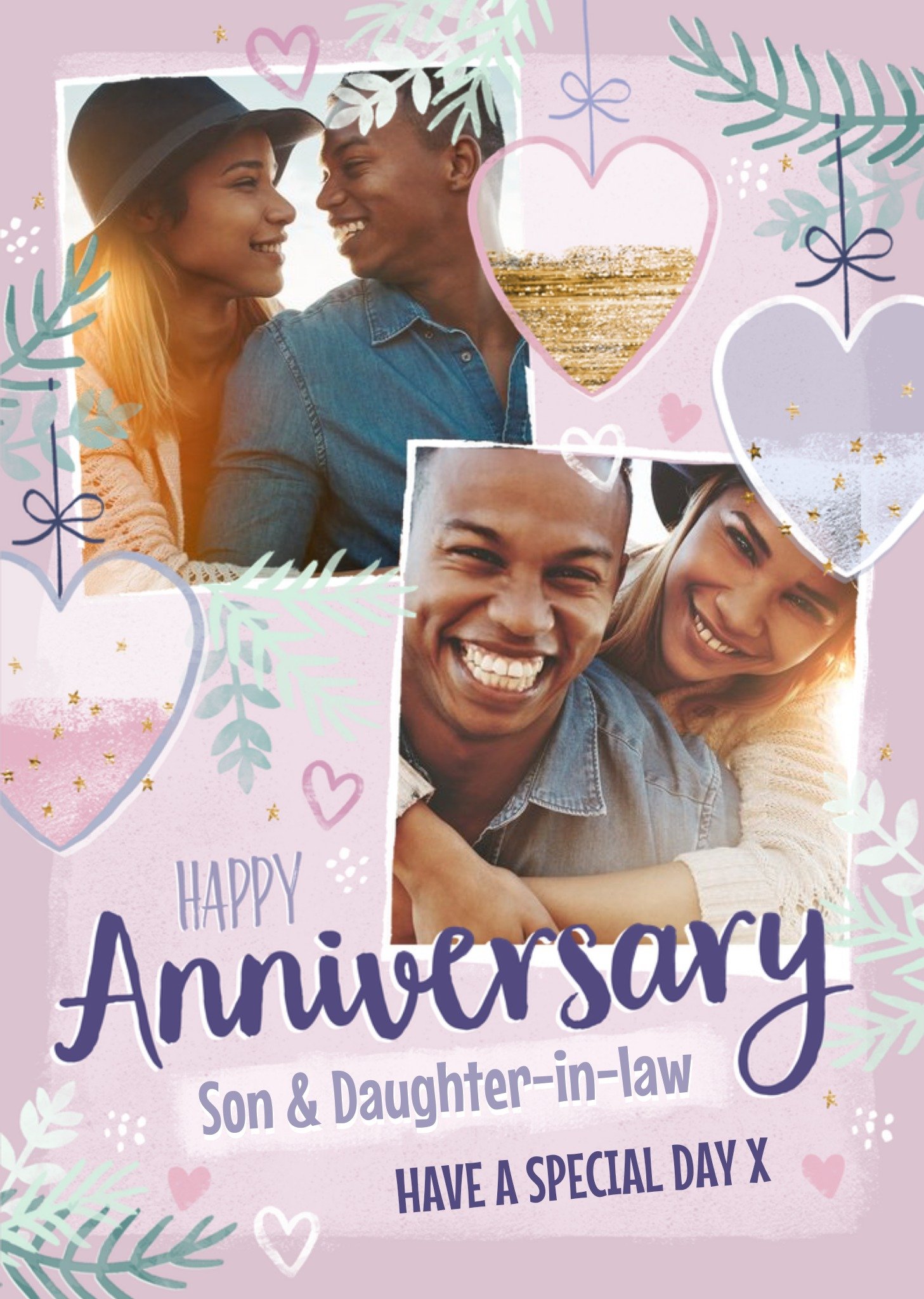 Moonpig Cute Illustrated Foliage Photo Upload Anniversary Card