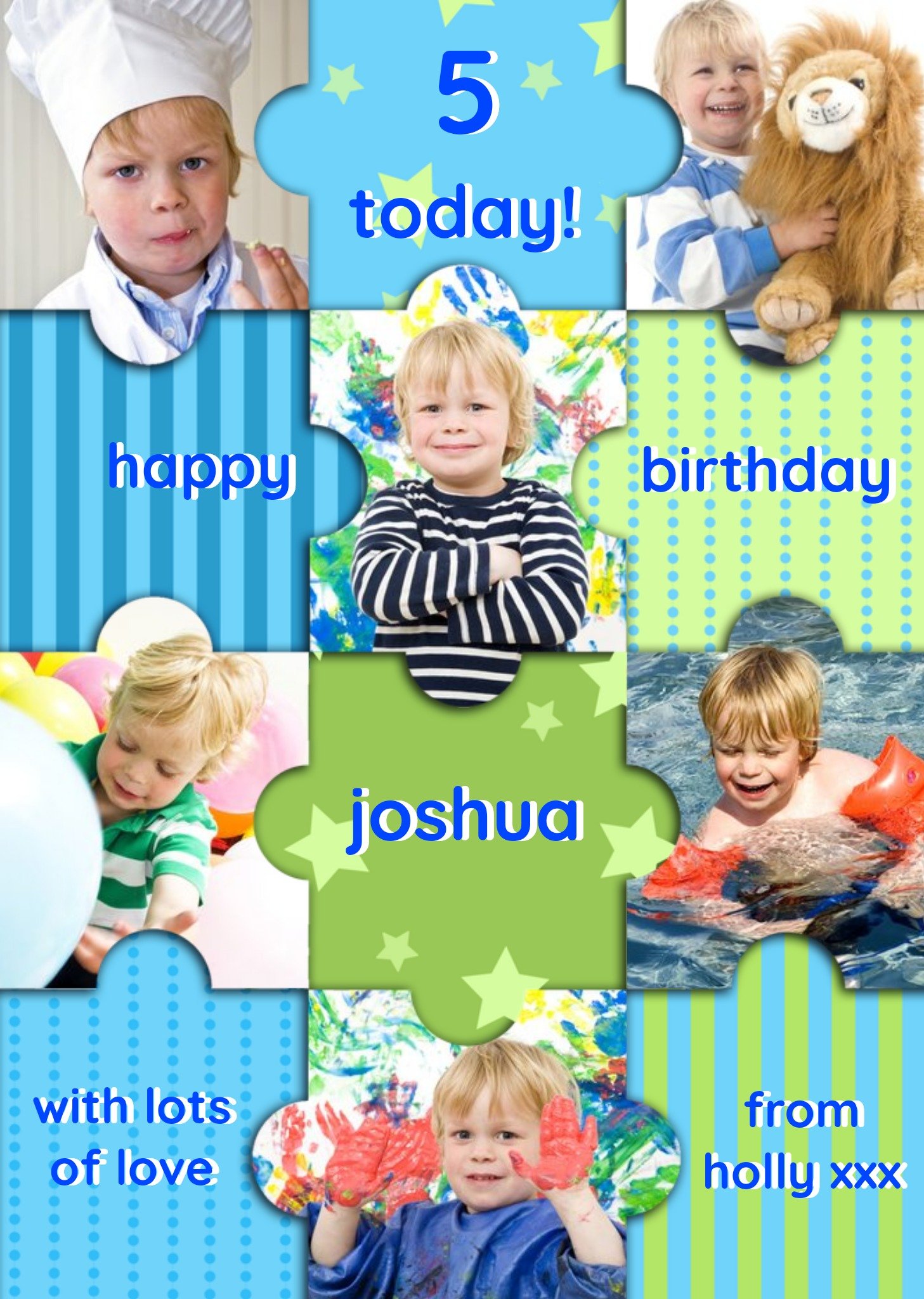 Moonpig Colourful Puzzle Pieces Happy Birthday Photo Card