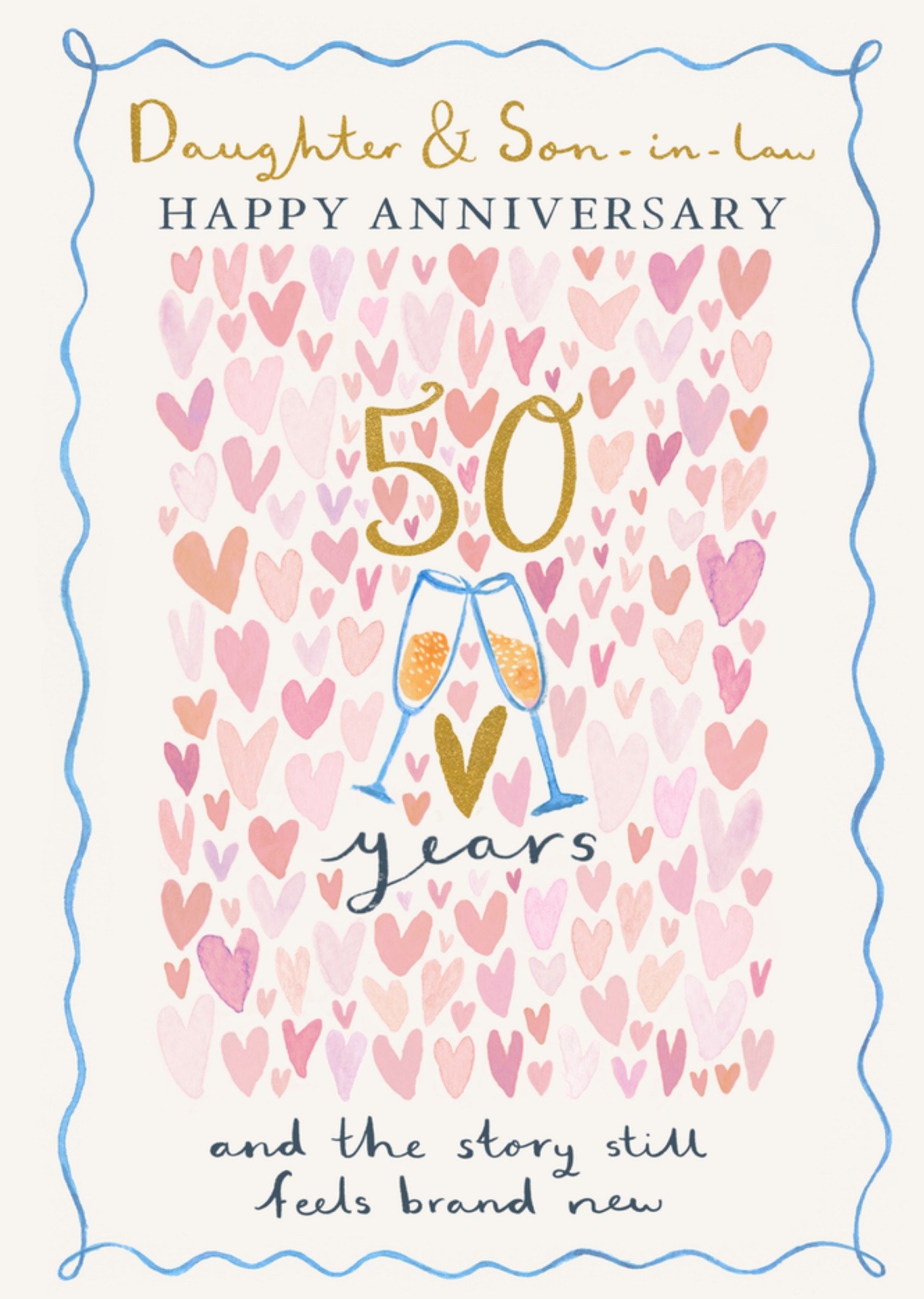 Moonpig Daughter And Son In Law 50 Years Happy Anniversary Illustrated Card