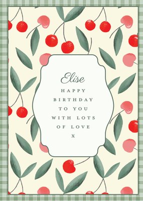 Laura Ashley Watercolour Cherry Pattern Birthday Card