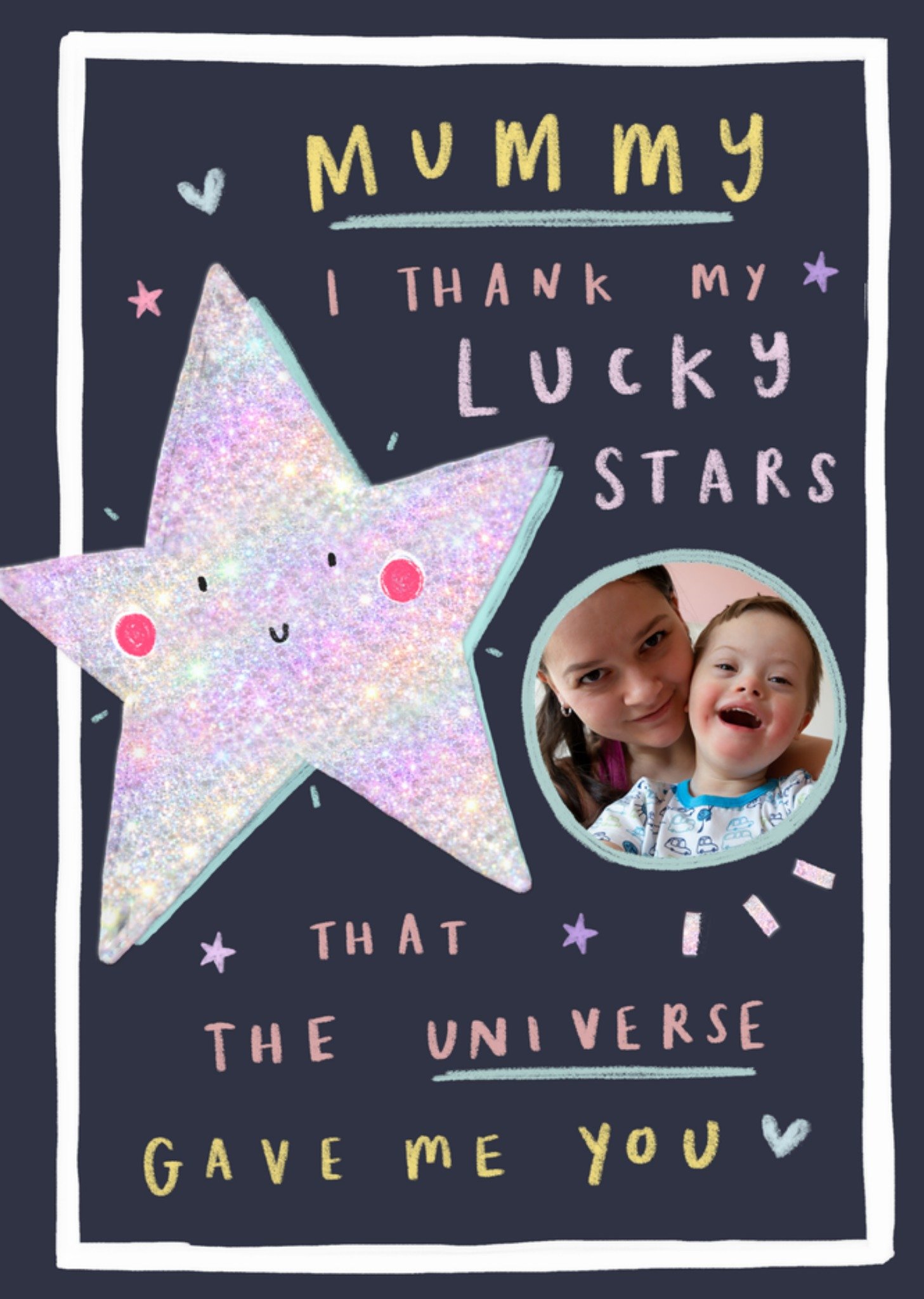 Moonpig Cute Glitter Star Photo Upload Mother's Day Card