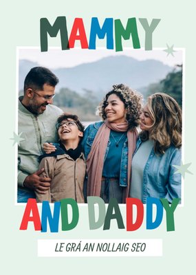 Colourful Typography With A Photo Frame Mammy And Daddy Photo Upload Christmas Card