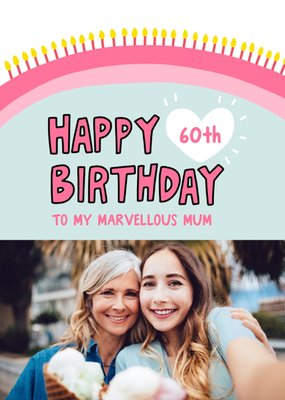 Fun Illustrated Marvellous Mum Photo Upload Birthday Card