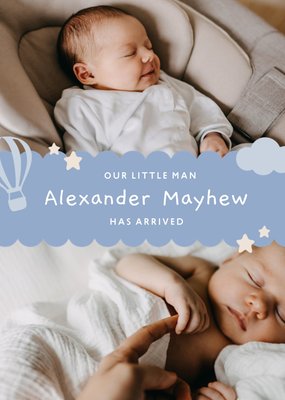 Our Little Man Has Arrived New Baby Photo Upload Card
