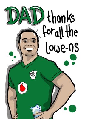 Dad Thanks For All The Lowe-ns Rugby Player Illustrated Father's Day Card