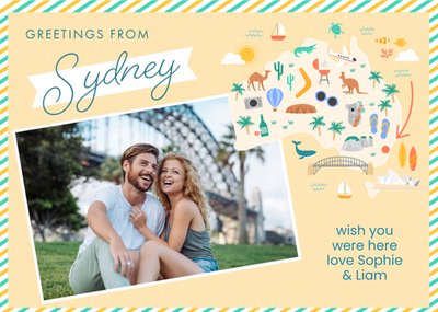 Greetings From Sydney Postcard Style Photo Upload Card