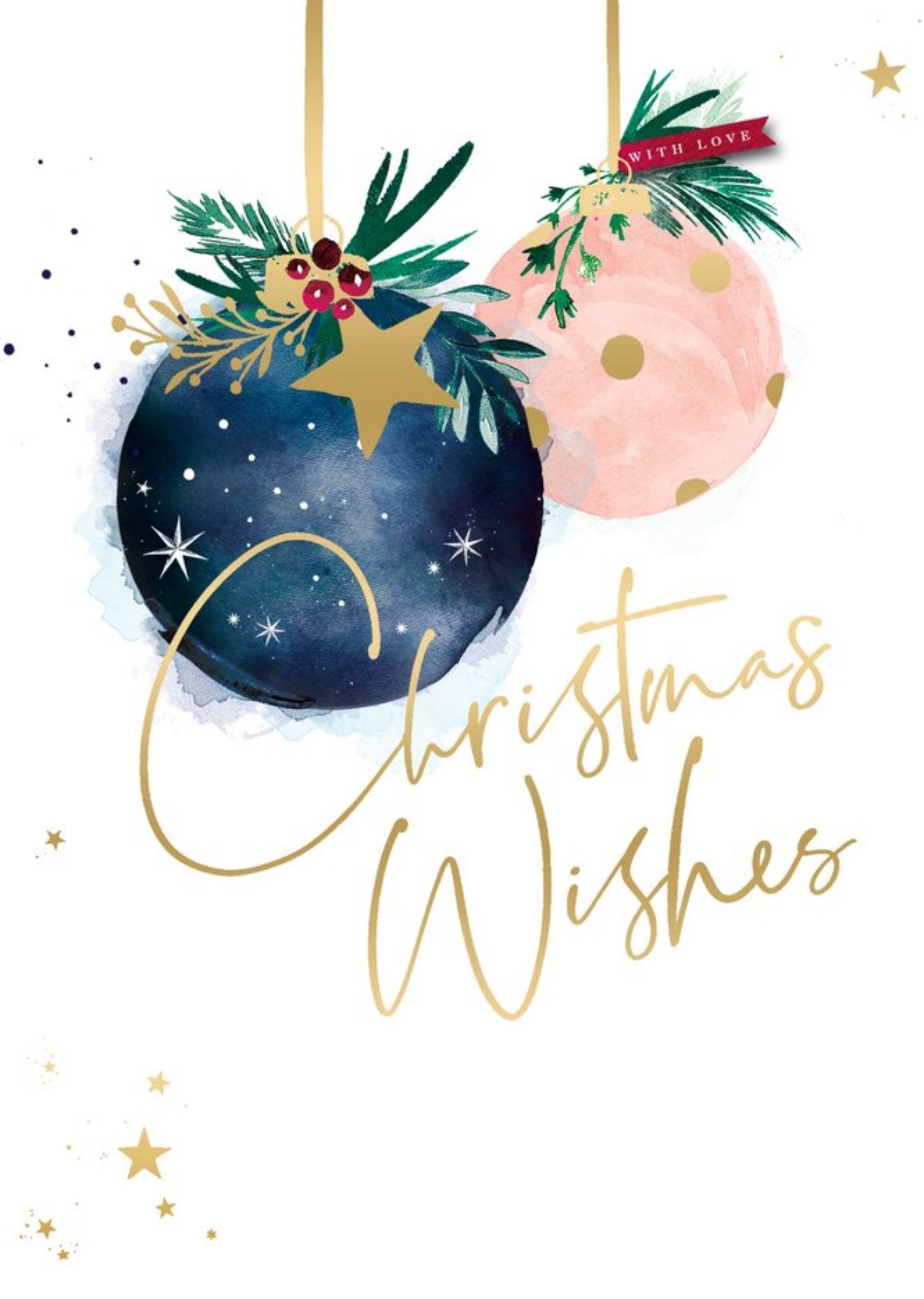 Moonpig Illustration Of Christmas Baubles Christmas Card