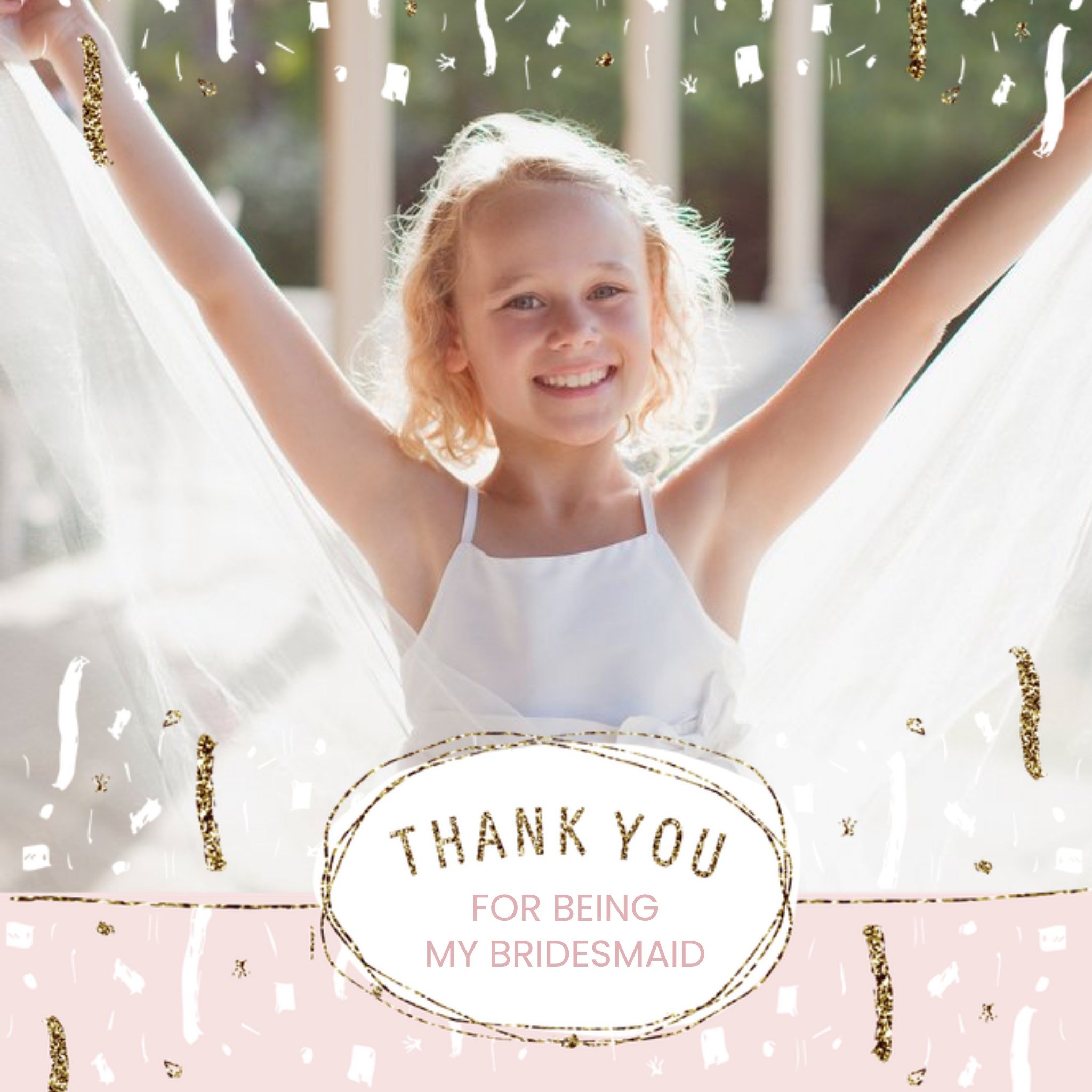 Moonpig Pastel Pink And Gold Confetti Thank You For Being My Bridesmaid Card