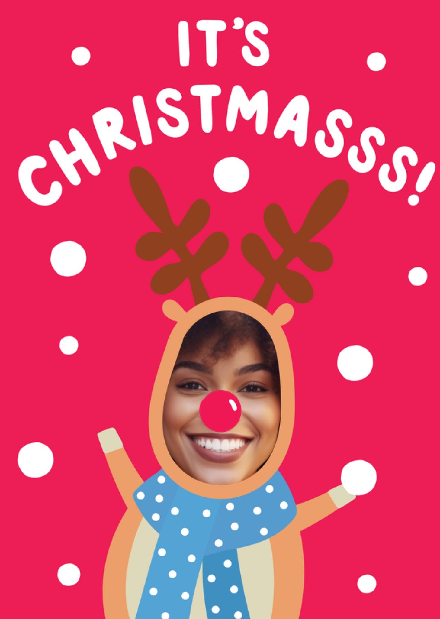 Moonpig Reindeer Face In Hole Photo Upload Christmas Card