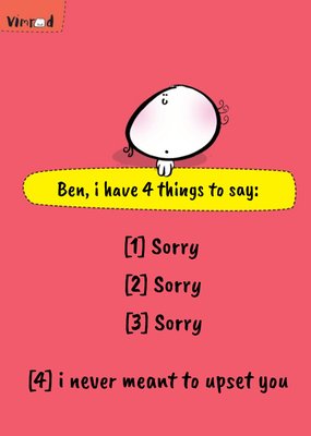 I Have Four Things To Say Personalised I'm Sorry Card