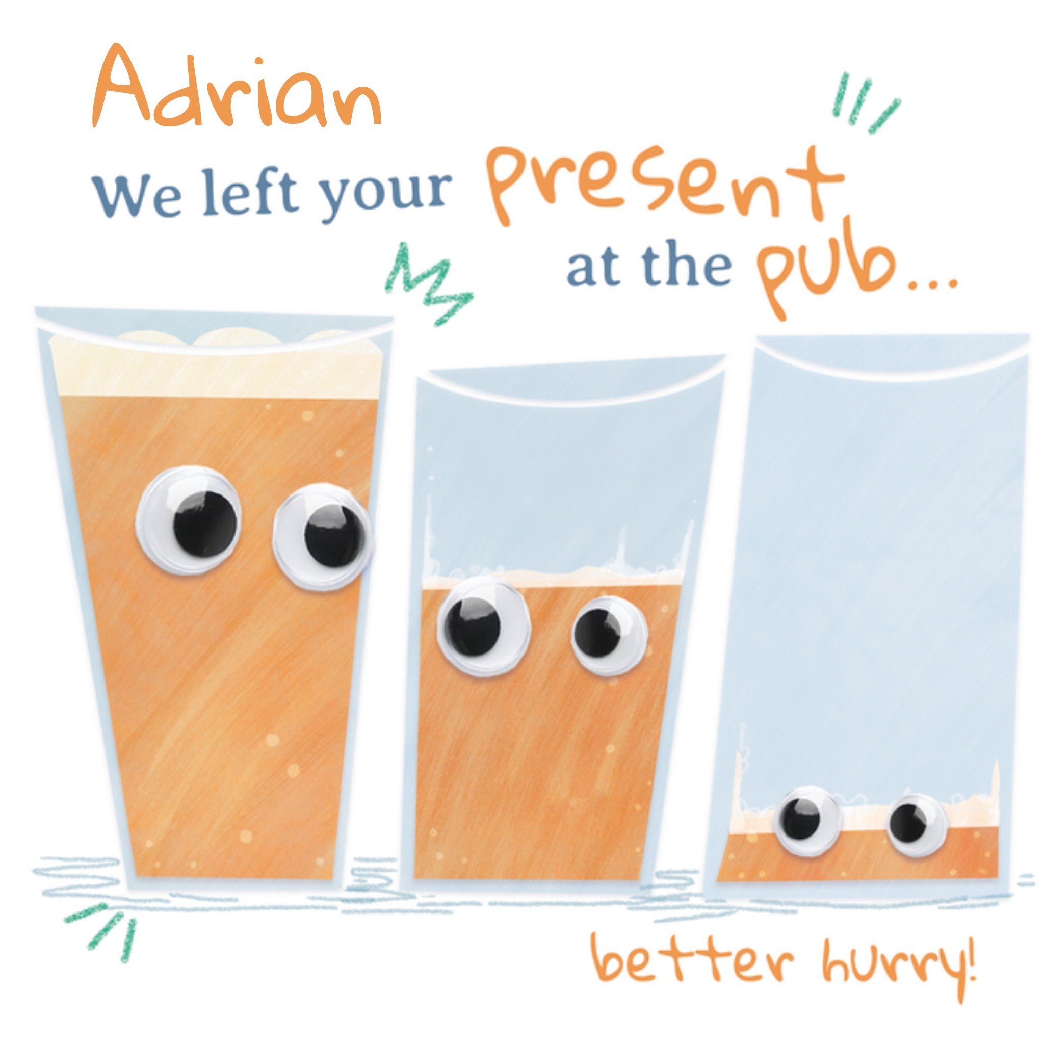 Moonpig Googly Eyed Beer Pints Funny Birthday Card