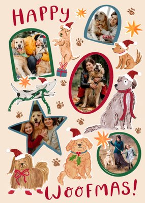 Happy Woofmas Dogs Illustrated Photo Upload Christmas Card