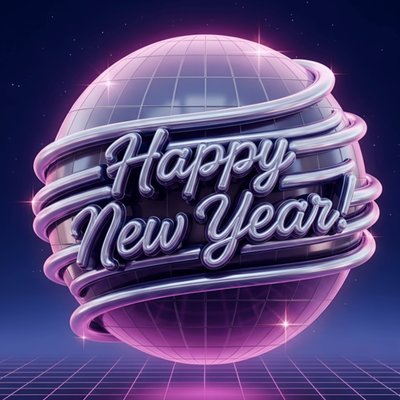 Happy New Year Disco Ball Card 