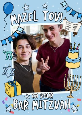 Bar Mitzvah Photo Upload Good Luck Card