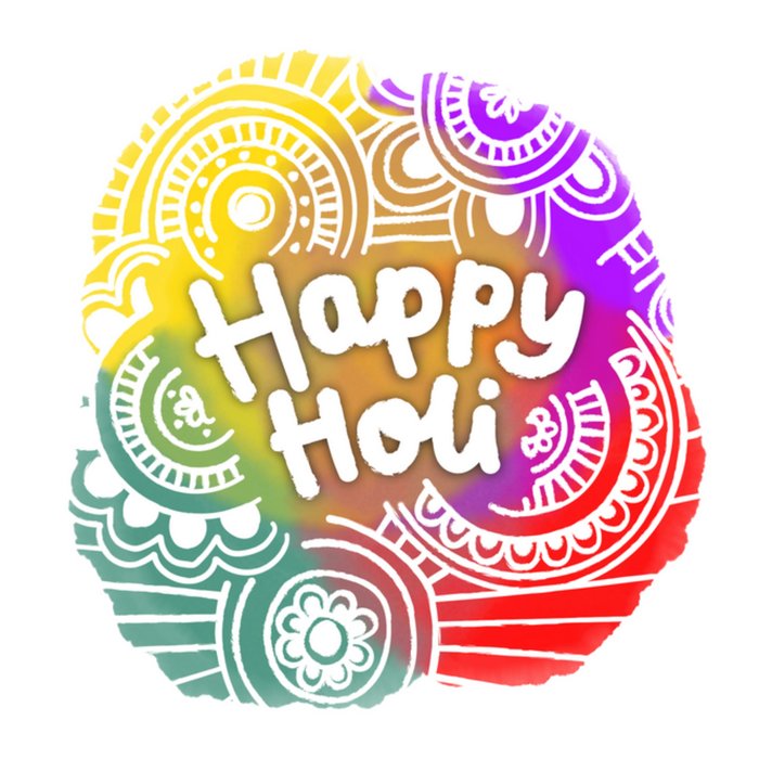 The Playful Indian Multi-Coloured Traditional Henna Pattern Happy Holi Card