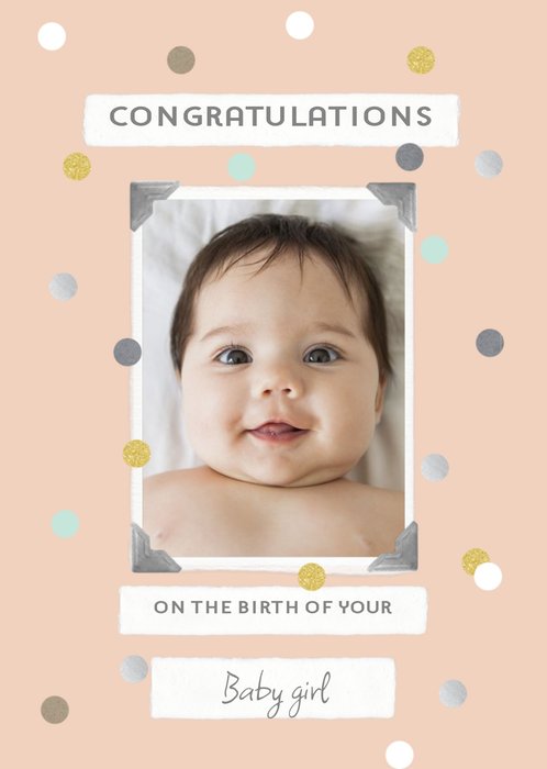 New Baby Girl Photo Upload Congratulations Postcard