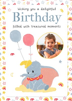 Disney Dumbo With Balloons Cute Photo Upload Birthday Card