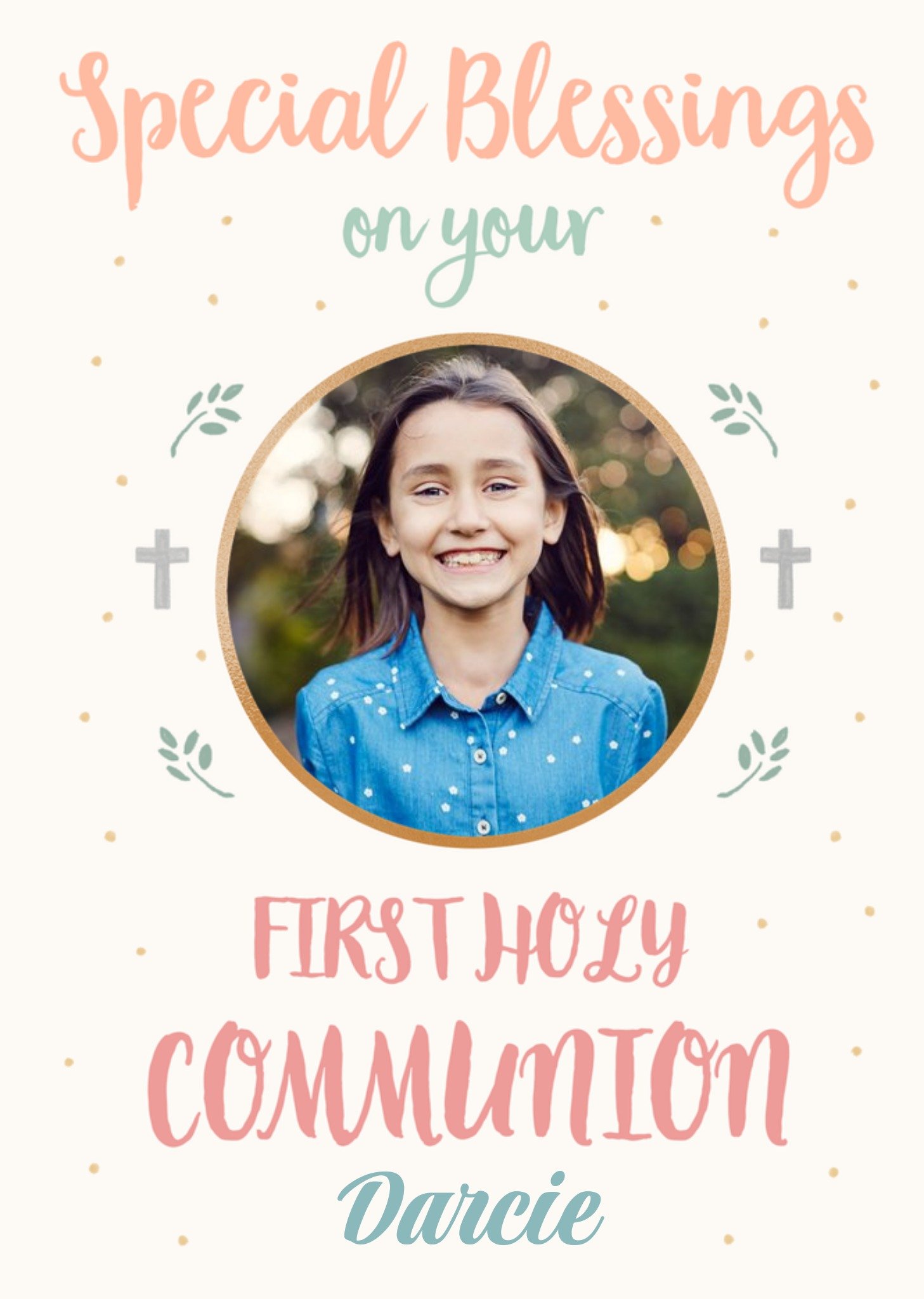 Moonpig Typographic Photo Upload Special Blessings First Holy Communion Card