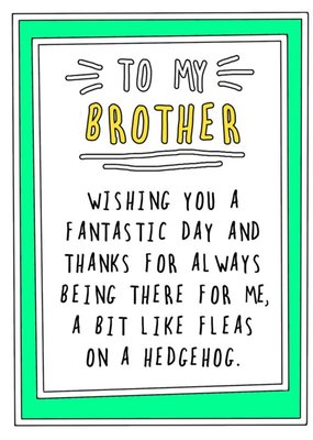 Funny Cheeky To My Brother Wishing You A Fantastic Day Birthday Card