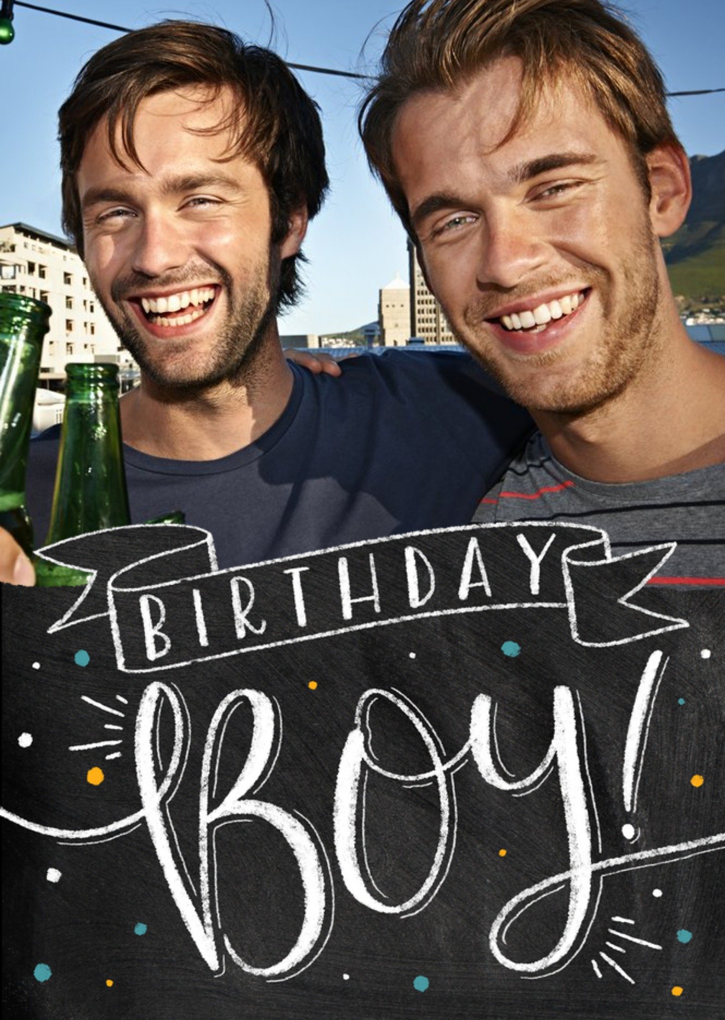 Moonpig Chalkboard Style Birthday Boy Personalised Photo Upload Happy Birthday Card