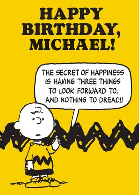 Snoopy Charlie Brown Secret Of Happiness Birthday Card