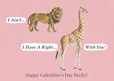 Lion Giraffe Personalised Galentines Card