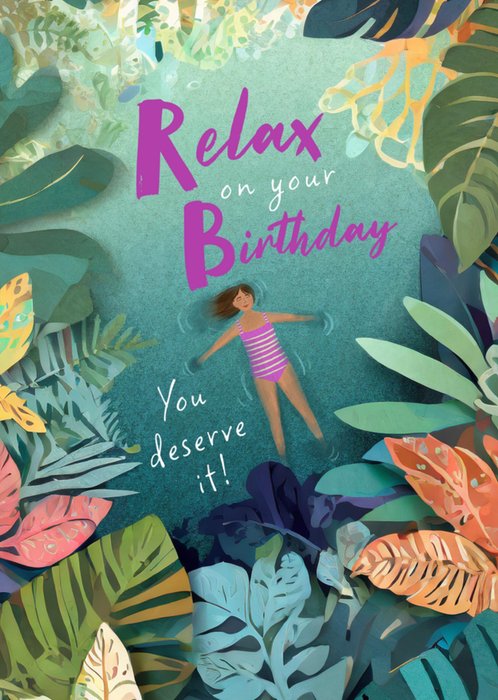 Tropical Relax On Your Birthday Illustrated Card