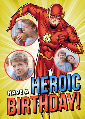 Justice League Photo Upload Super Birthday Card