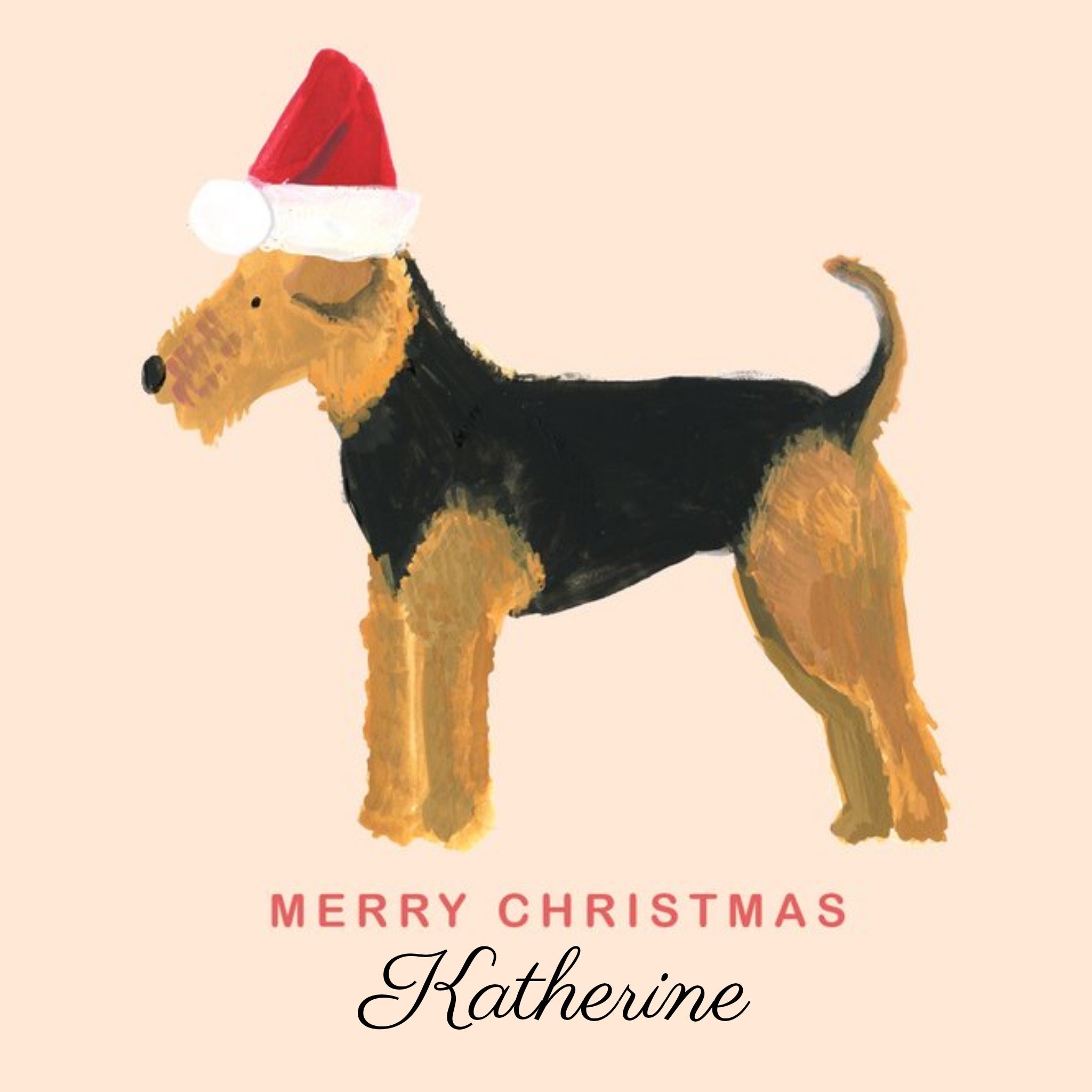 Moonpig Lakeland Terrier With Hat Personalised Merry Christmas Card