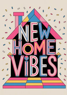 Retro House Illustrated New Home Vibes Card