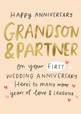 On Your First Wedding Anniversary Typography Card