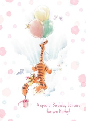 Winnie The Pooh Floating Tigger Personalised Birthday Card