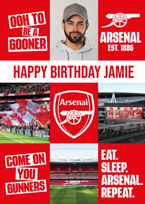 Arsenal FC Photo Upload Birthday Card