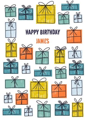 Modern male birthday card for him - presents