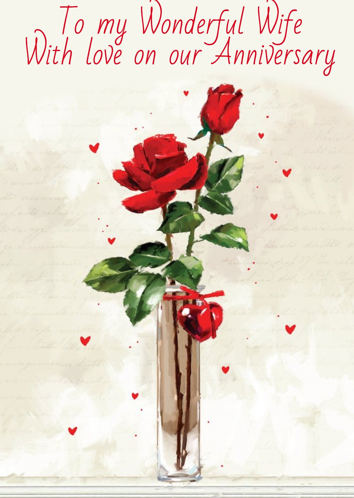 Ling Design Illustrated Roses To My Wonderful Wife Anniversary Card