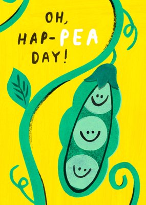 Oh, Hap-pea Day Funny Illustrated Birthday Card