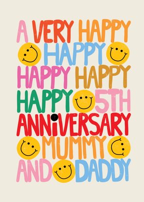 Kate Smith Co. Happy Happy Happy 5th Anniversary Card