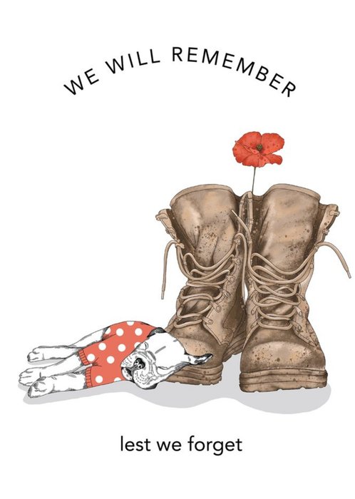 Dotty Dog Art Illustrated Dog Poppy Remembrance Day Card