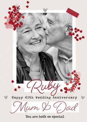 Ruby 40th Anniversary Photo Upload Card for Mum & Dad