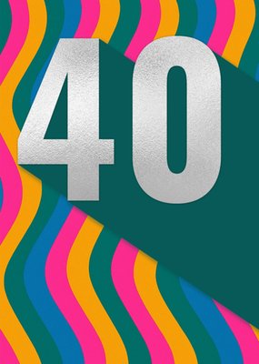 Vibrant Retro Waves 40th Birthday Card