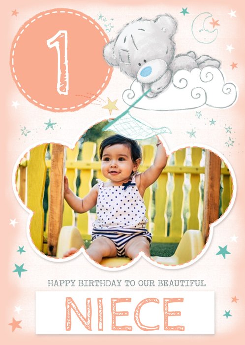 Me To You Tiny Tatty Teddy Niece 1st Birthday Photo Upload Card