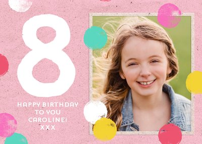 Kids Photo upload 8th birthday card