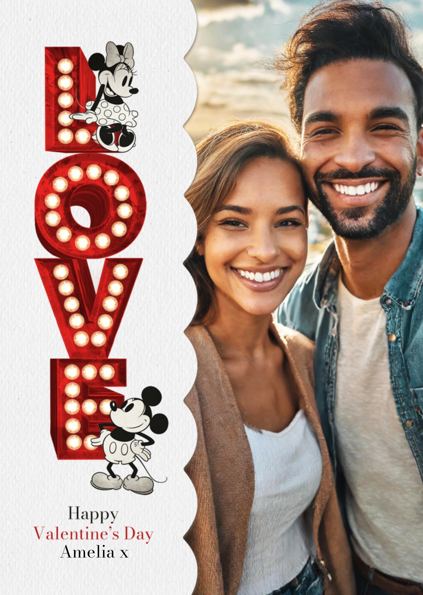 Moonpig Love Disney Mickey And Friends Illustrated Photo Upload Valentine's Day Card